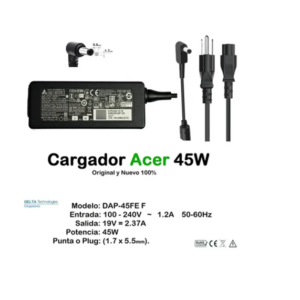 Cargador Acer Aspire 19v 2.37a 45w Plug 5.5×1.7mm Original