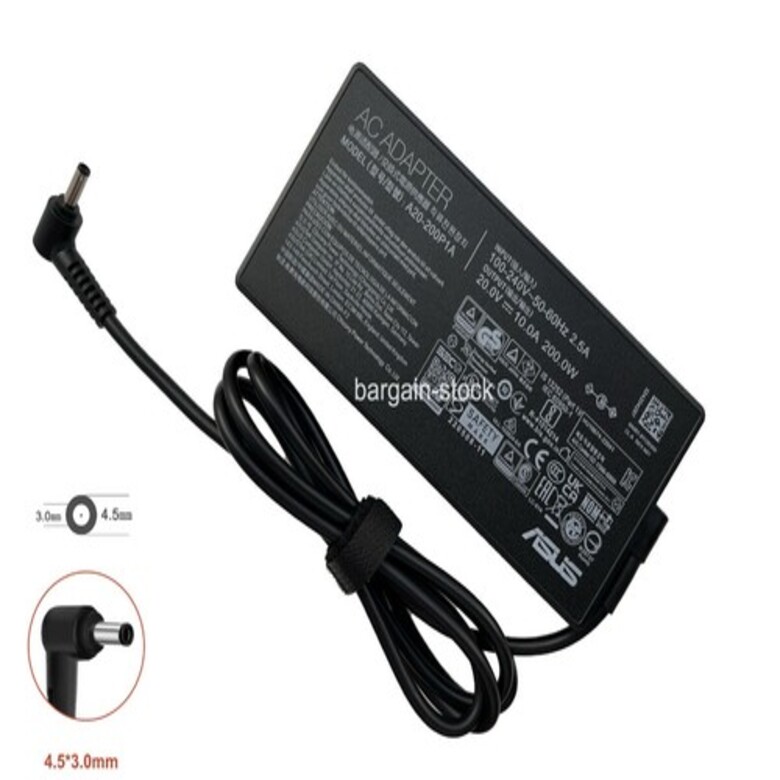 Cargador ASUS 20.0V 10.0A 200W plug 4.5 x 3.0 pin central ADP-200JB D