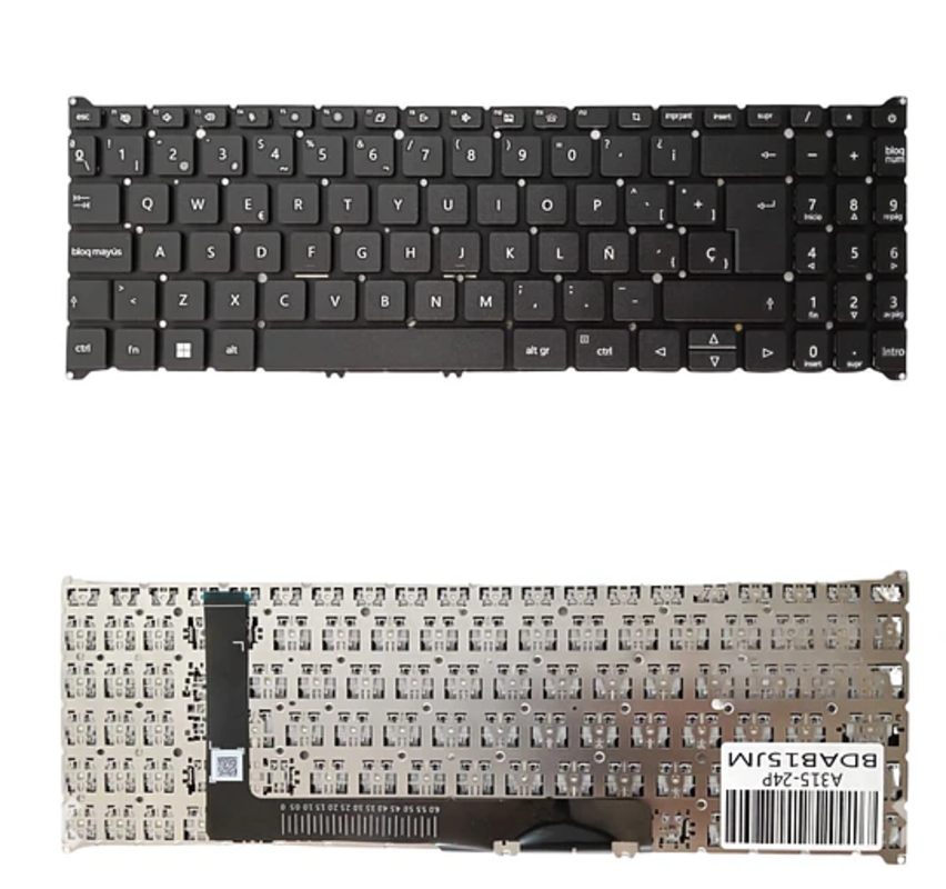 Teclado Acer Aspire 3 A315-24 A315-24P N23C3 A315-59 A315-59G N22C6 5 A515-47 A515-57 A515-57T A515-57G N22C6 7 A715-51 A715-51G, A715-76 A715-76G N22Q3 color negro en ingles con luz