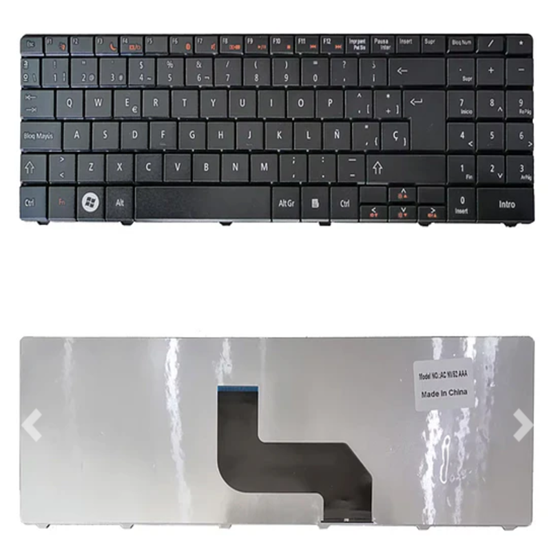 Teclado ACER ASPIRE GATEWAY NV48, NV52, NV53, NV54, NV56, NV58, NV59, NV73, NV74, NV78, NV79, MS2273, MS2274, MS2285, MS2288 color negro en inglés